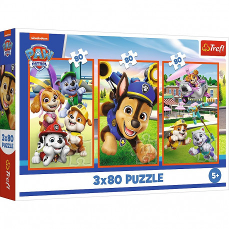 Puzzle - 3x80 - Psia zgraja Psi Patrol Trefl 34886