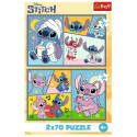 Puzzle 2x70 Ze Stitchem nie ma nudy - Disney Lilo and Stitch Trefl 34444