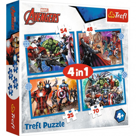 Trefl pusle 34386 4-ühes (25, 48, 50, 70) Julged Avengers