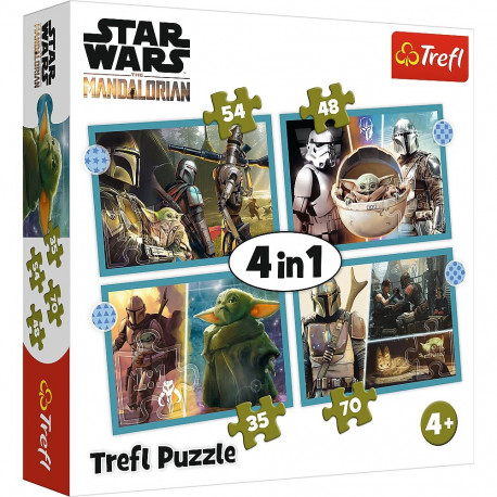 Puzzle 4 ühes (35, 48, 54, 70) Mandalorian Star Wars Trefl 34397