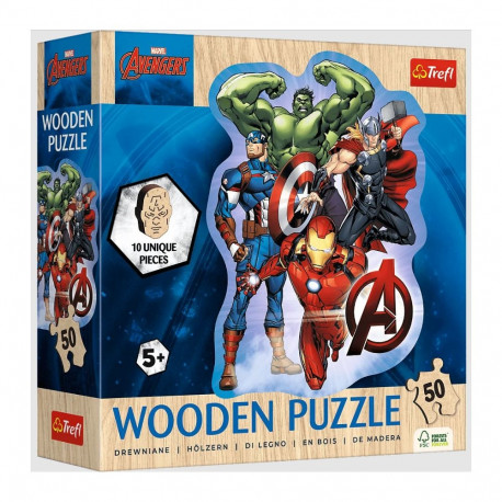 Puzzle Drewniane Konturowe - 50 - Avengersi seiklused - Trefl 20256