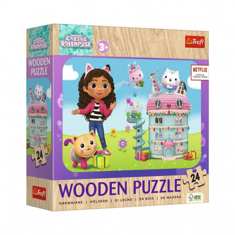 Puzzle - 24 Drewniane - Wesoła Gabi i przyjaciele - Koci Domek Gabi - Trefl 20268