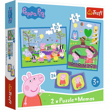 Puzzle + MEMOS - 2w1 (30,48) - Radosne chwile z Świnką Peppą - Trefl 93331