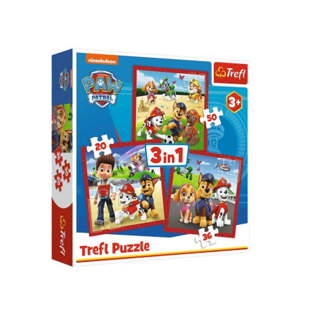 Puzzle - 3in1 (20, 36, 50) - lõbusad kutsikad - Paw Patrol - Trefl 34867