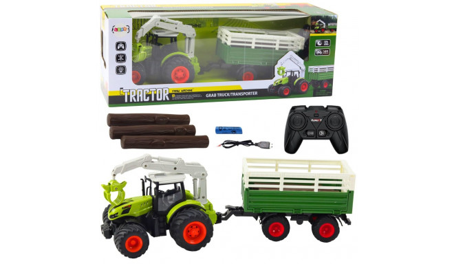Traktor Rolniczy Z Przyczepą I Chwytakiem Zdalnie Sterowany RC 2.4G