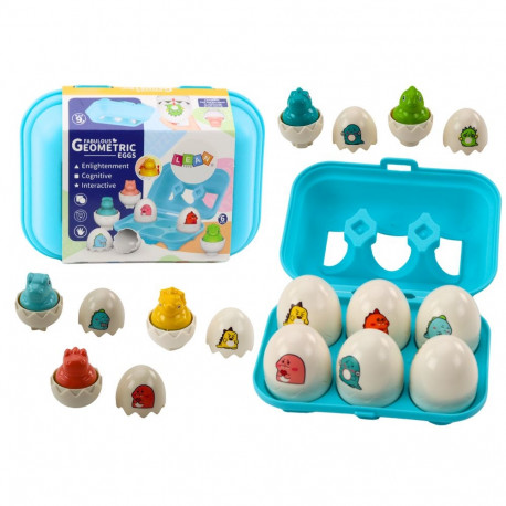 Zestaw Sześciu Geometrycznych Jaj Dinozaurów Kolorowe