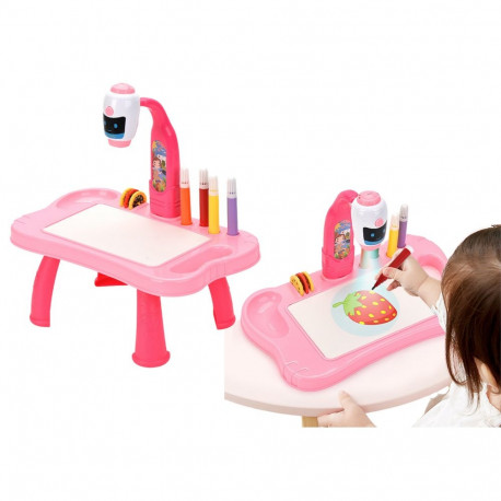 mini projektor robot stolik 2w1 aksessuaarid roosa