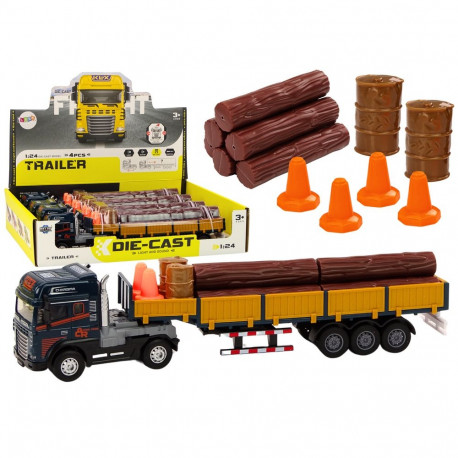 Ciężarówka Z Drewnem Niebieska Tir Przyczepa 1:24 Bale Dźwięki Światła