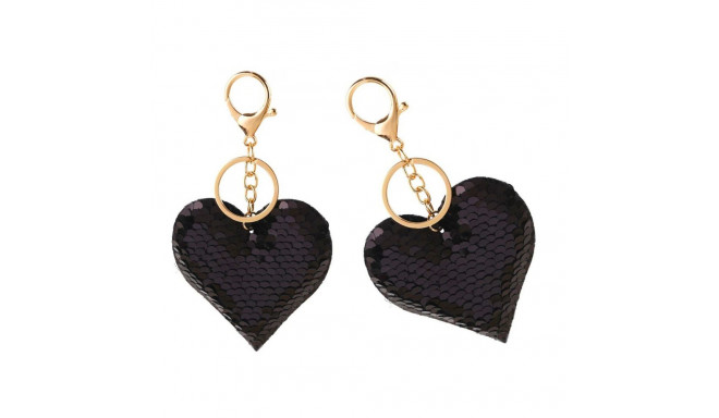 brelok süda litrid kahepoolne hõbedane must