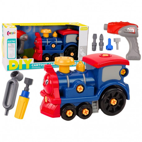 kreskjoonistuse DIY tumesinine lokomotiiv