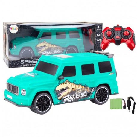 Auto Zdalnie Sterowane RC z Dinozaurem w Skali 1:10 Zielone