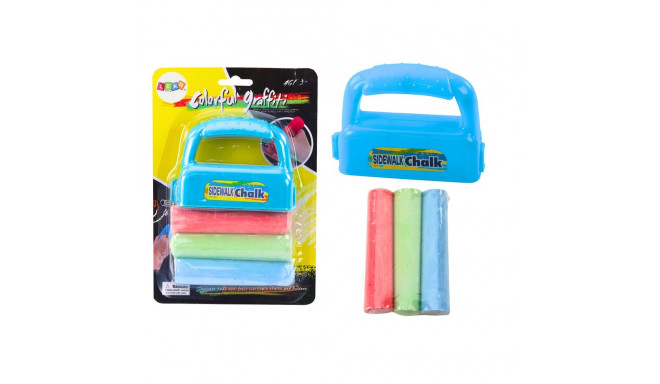 Zestaw Kred Z Uchwytem Gruba Kreda Chodnikowa Niebieski 3 Szt