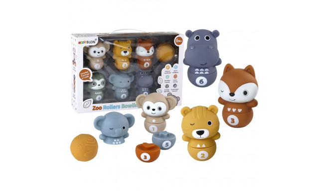 pehmed bowlingukeglid osavusmäng väikelapsele loomakesed 6 tk