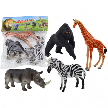 Aafrika loomade 4-osaline figuurikomplekt kaelkirjak ja gorilla