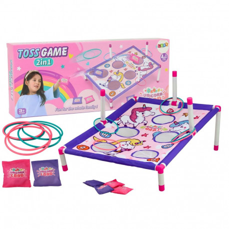 Gra Zręcznościowa Rzut Woreczkiem Obręczą 2w1 Plansza Jednorożce