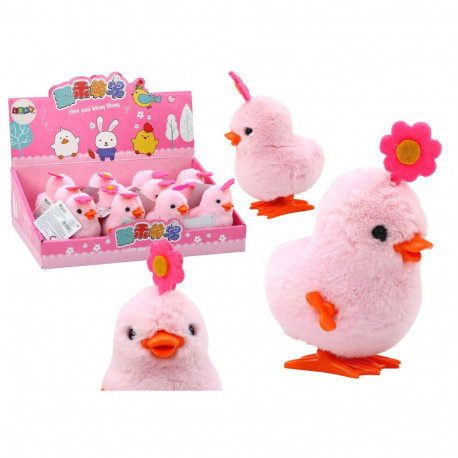 Kurczak Różowy Skaczący Kura Kurka Nakręcany Z Kwiatuszkiem