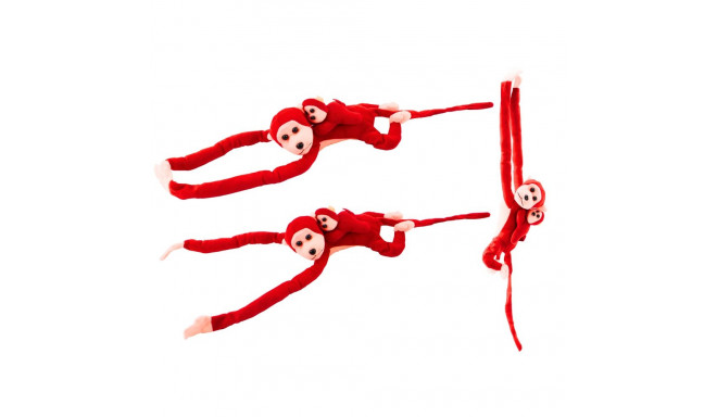 Maskotka Pluszowa Małpka z Dzieckiem Czerwona 70 cm