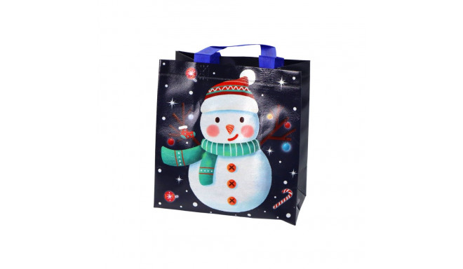 tume värviga lumememme motiiviga kinkekott 23cm x 21,5cm x 11cm