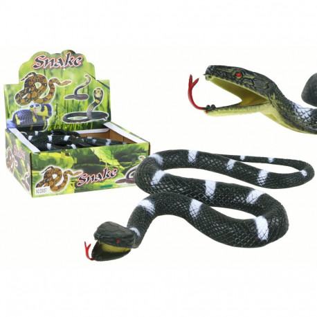 Sztuczny Gumowy Wąż Czarny z Białymi Pasami Strukturowy