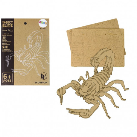 Drewniane Puzzle Przestrzenne 3D Skorpion Składanka Edukacyjna 35 Elementów