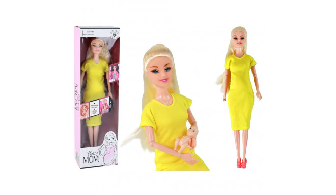 Lalka W Ciąży Mama Dziecko Lala Żółta Ciąża