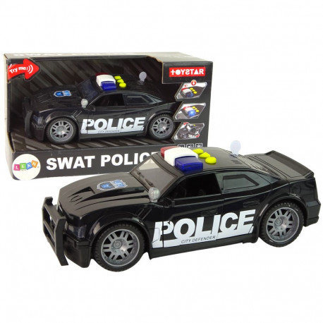 Politseiauto 1:14 tuled ja helid, must