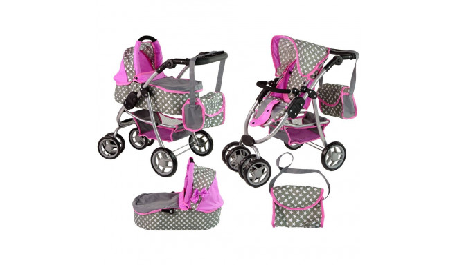 nuku jalutuskäru 2-in-1 gondel kott roosa tähed