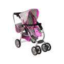 Wózek Dla Lalek Spacerówka 2 w 1 Gondola Torba Różowy Gwiazdki