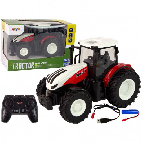 traktor 1:24 kaugjuhitav R/C piloot talu valge-punane