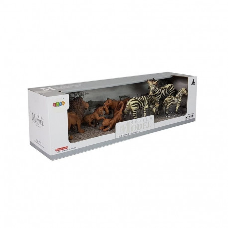 Zestaw figurek afrika metsikud loomad lõvide ja sebrade perekond