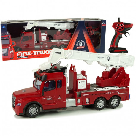 juhtmeel juhitav tuletõrjeauto pult 2,4G tuled helid kraana punane
