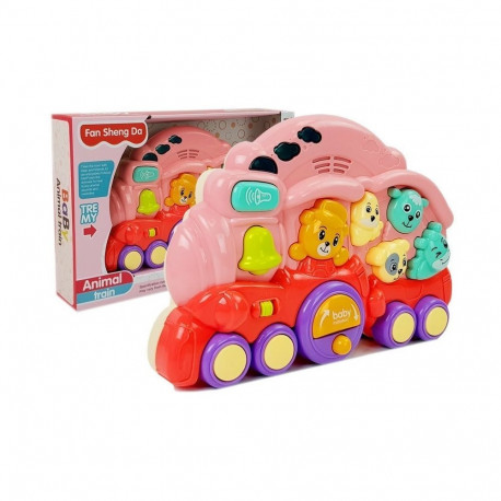 interaktiivne roosa loomadega vedur loomahäälte ja valgusefektidega