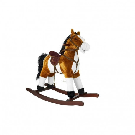 Koń Na Biegunach Rusza Pyskiem Ogonem Dźwięki Jasnobrązowy 74 cm