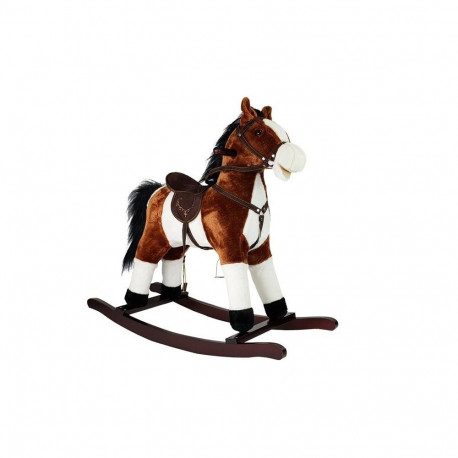 Koń Na Biegunach tumebruun 74 cm liikuva suuga ja sabaga helidega kiikhobune