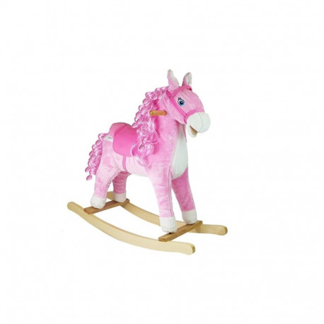 Kiikuv hobune helidega, liigutab suud ja saba, roosa, 74 cm