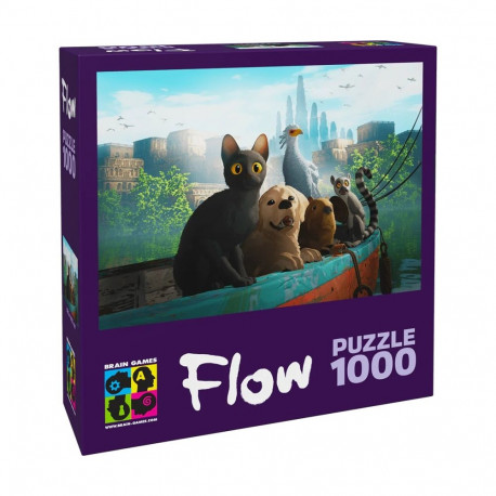 Brain Games pusle FLOW 1000 kass koer kapiibaara lind leemur paadis