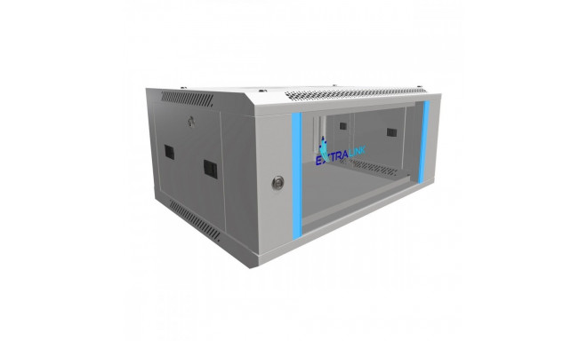 Wall cabinet rack 4U 600x450 gray glass door