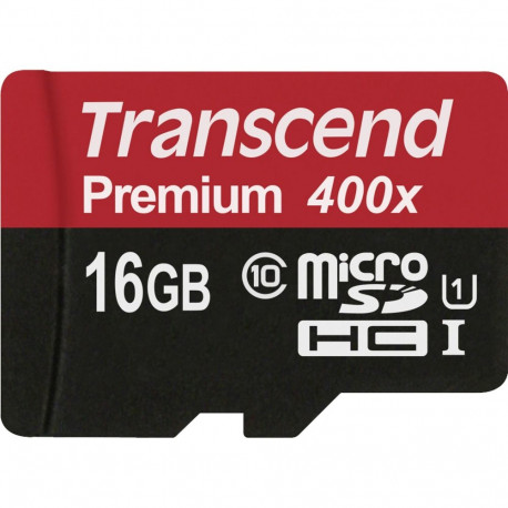 Transcend microSDHC 16GB Class 10 UHS-I 400x + SD-adapter