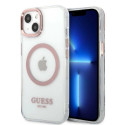 Guess Metal Outline MagSafe case for iPhone 13 - pink