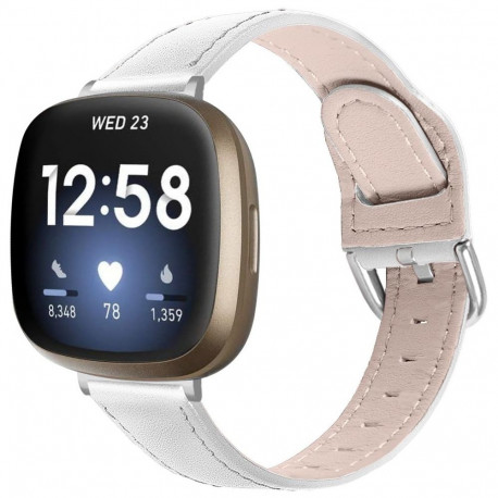 Kellarihm Trendybay Fitbit Versa 3, nahk, valge