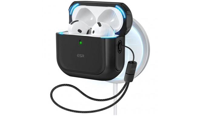 Airpods 4 laadimiskarbiümbris ESR Orbit Halolock Magsafe, must