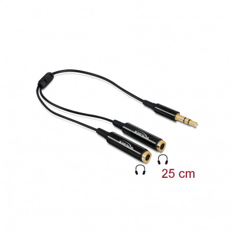 Adapter 3.5mm 3pin (F) - 2x3.5mm 3pin (M) 0.25m, must
