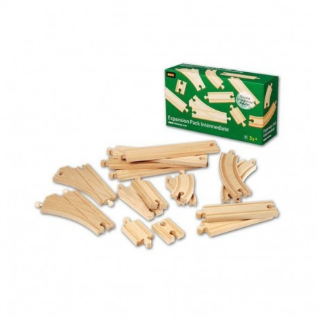 BRIO 33402 - Wooden Train Track Extension Set, 16 Pieces
