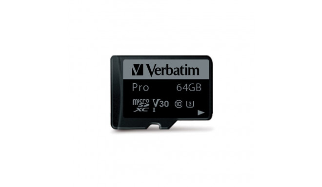 Verbatim 64GB microSD kaart + adapter Pro U3 must 47042