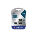 Verbatim 64GB microSD Card + Adapter Pro U3 black 47042