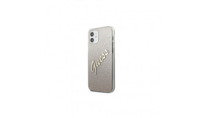 Guess GUHCP12SPCUGLSGO iPhone 12 mini 5.4" gold hardcase Glitter Gradient Script