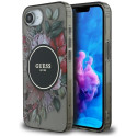 Case Guess IML Flowers MagSafe for iPhone 16e black