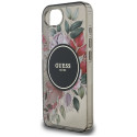Case Guess IML Flowers MagSafe for iPhone 16e black