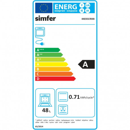 Simfer | Cooker | 4403SERBB | Hob type Gas | Oven type Electric | White | Width 50 cm | Electronic i