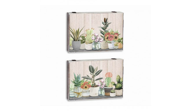 Decorative box DKD Home Decor Green Beige MDF Wood Plant pot Plant Counter (2 Units)